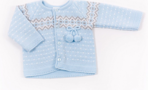 DANDELION Knitted Pom Pom Cardigan - Blue